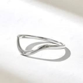 0.02CT Curved Real Diamond Solitaire Wedding Band