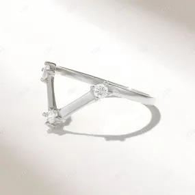 0.18CTW Diamond V Shape Wedding Band