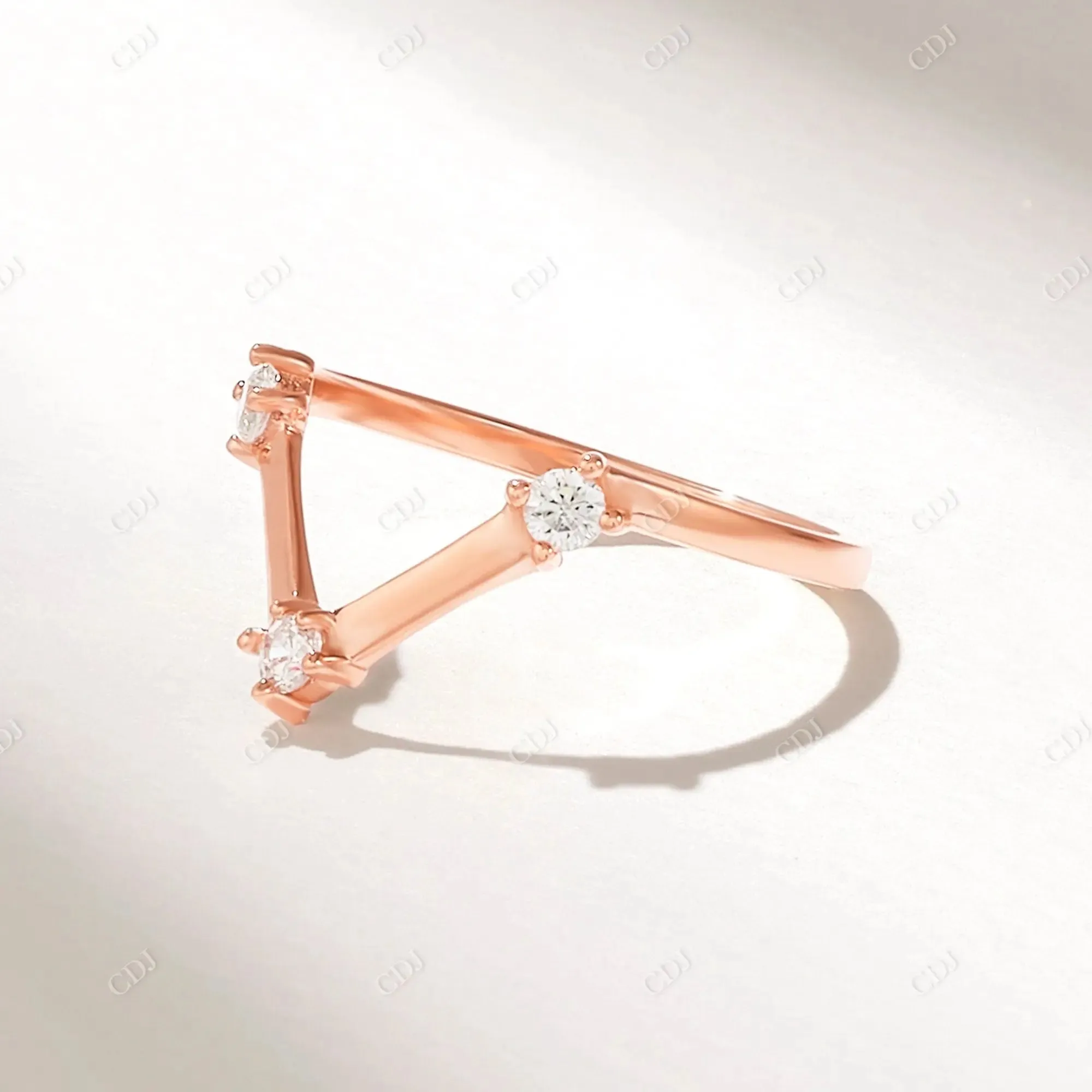 0.18CTW Diamond V Shape Wedding Band