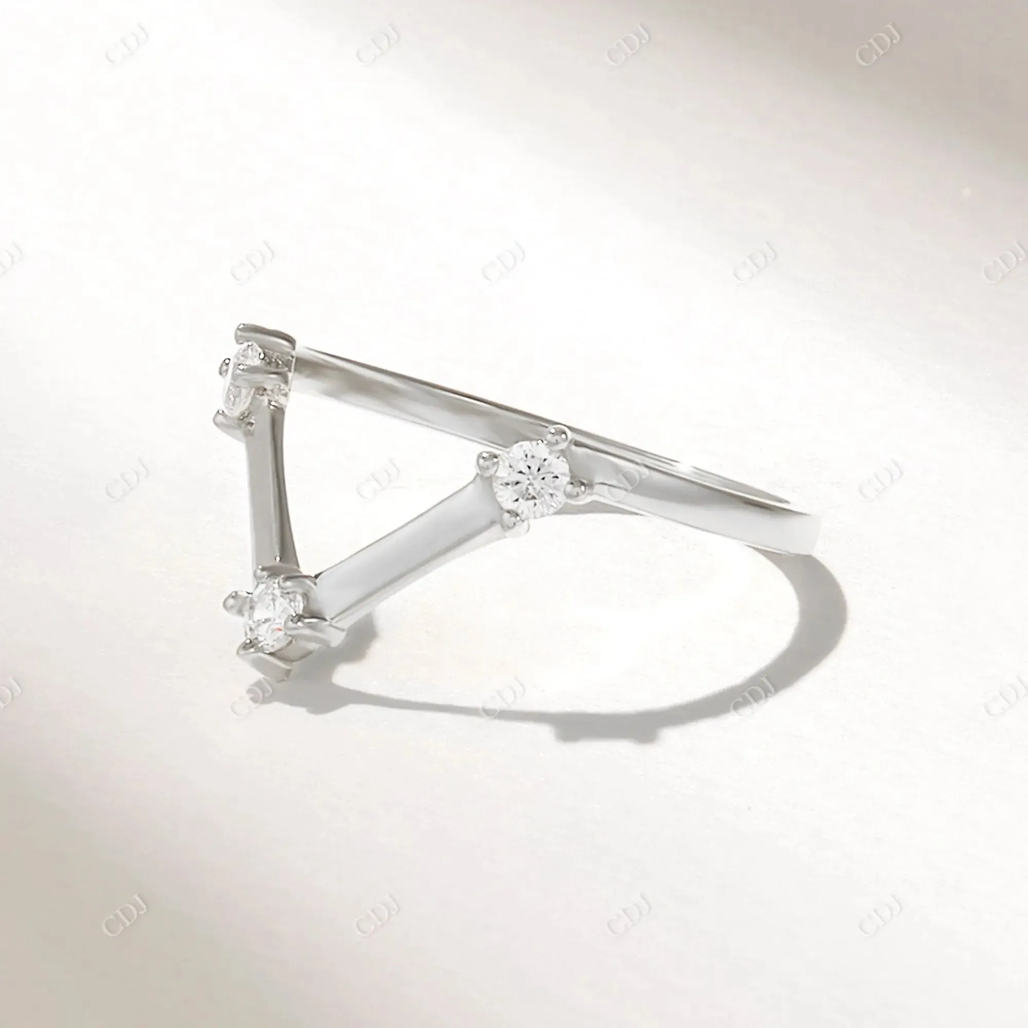 0.18CTW Diamond V Shape Wedding Band