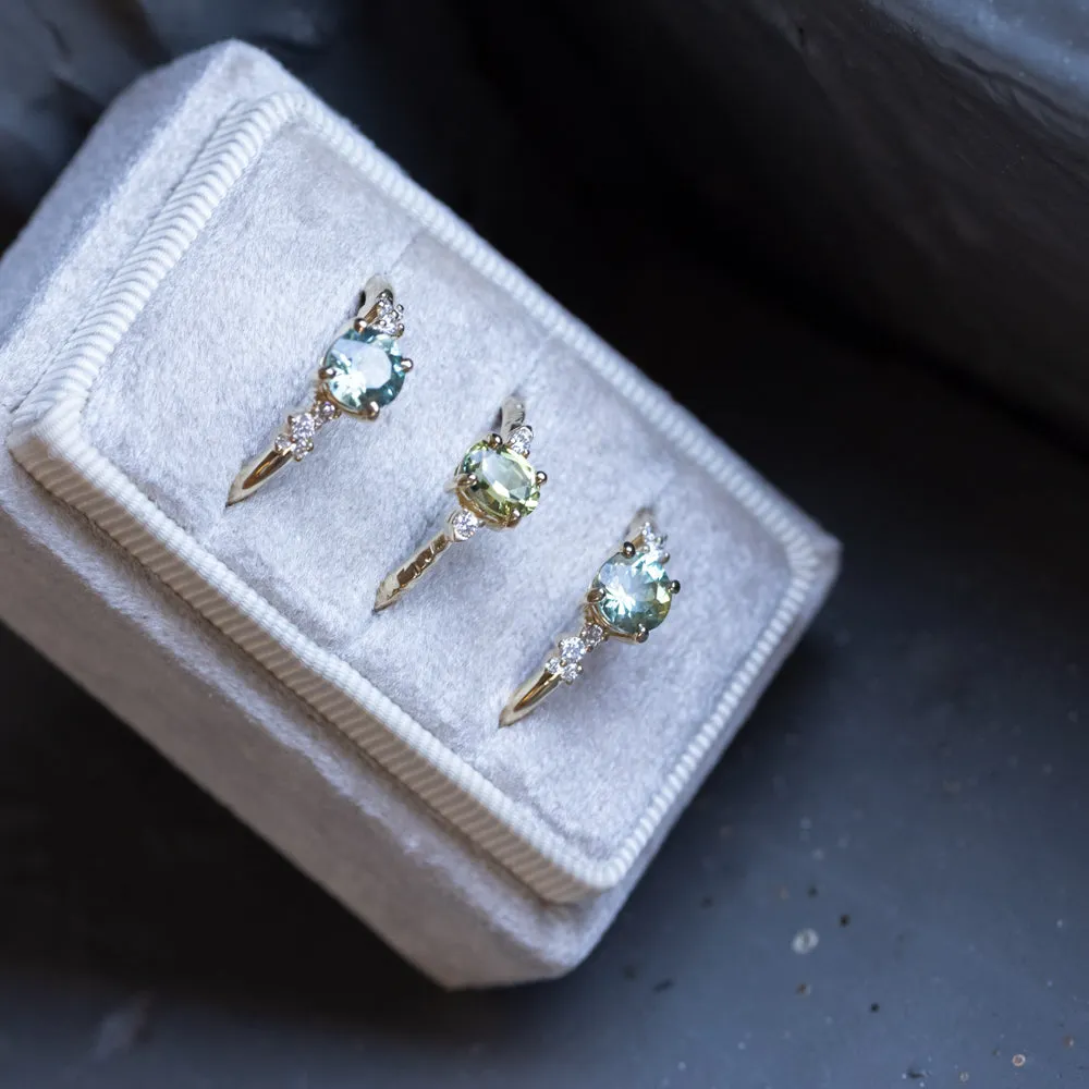 1.02ct Parti Green Yellow Montana Sapphire and Diamond Starry Night Low Profile Solitaire in 14k Yellow Gold