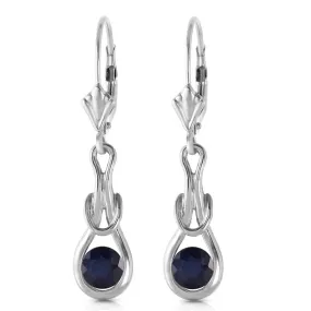 1.3 Carat 14K Solid White Gold Leverback Earrings Natural Sapphire