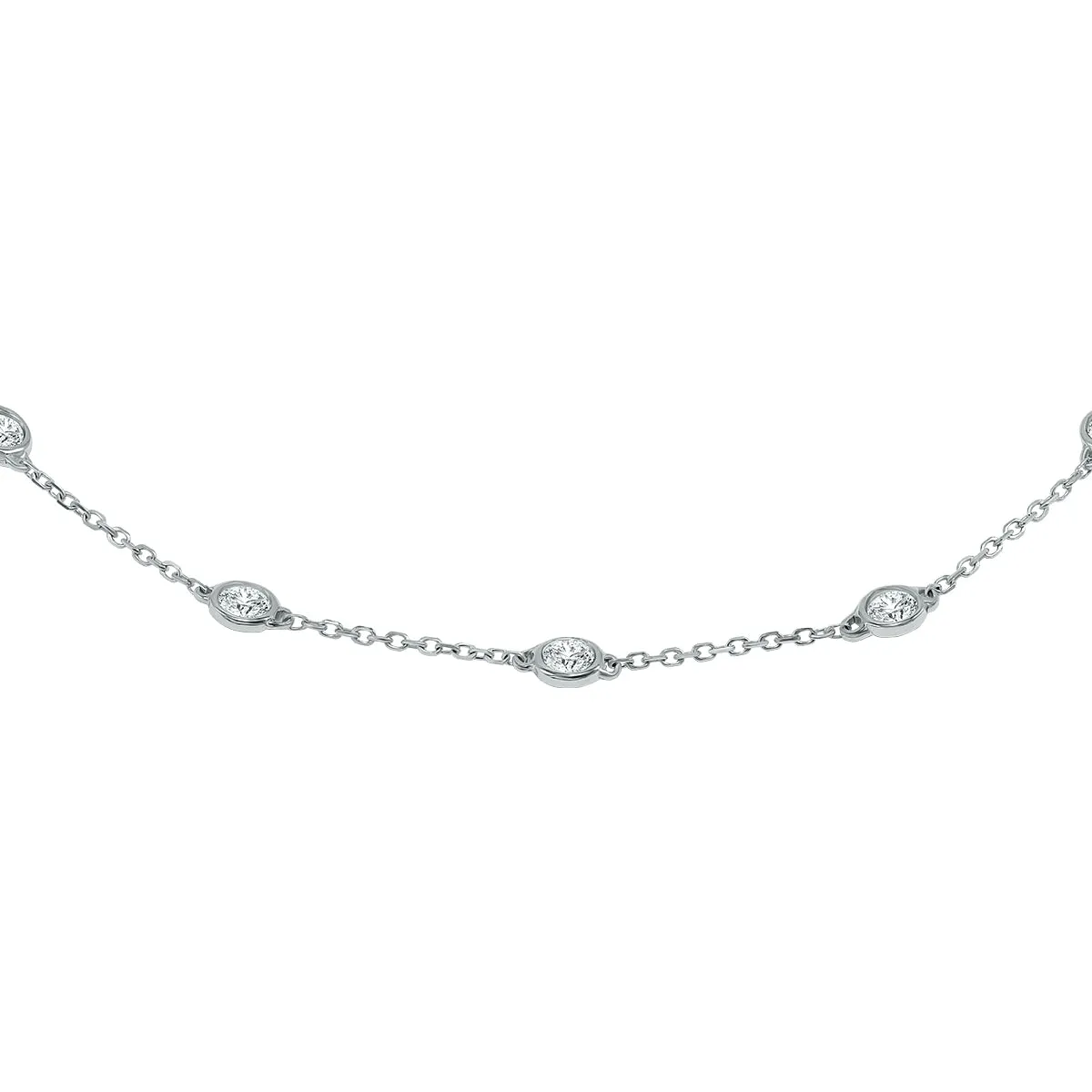 1/4 Carat TW Bezel Set Genuine Diamond Station Bracelet in 14K White Gold