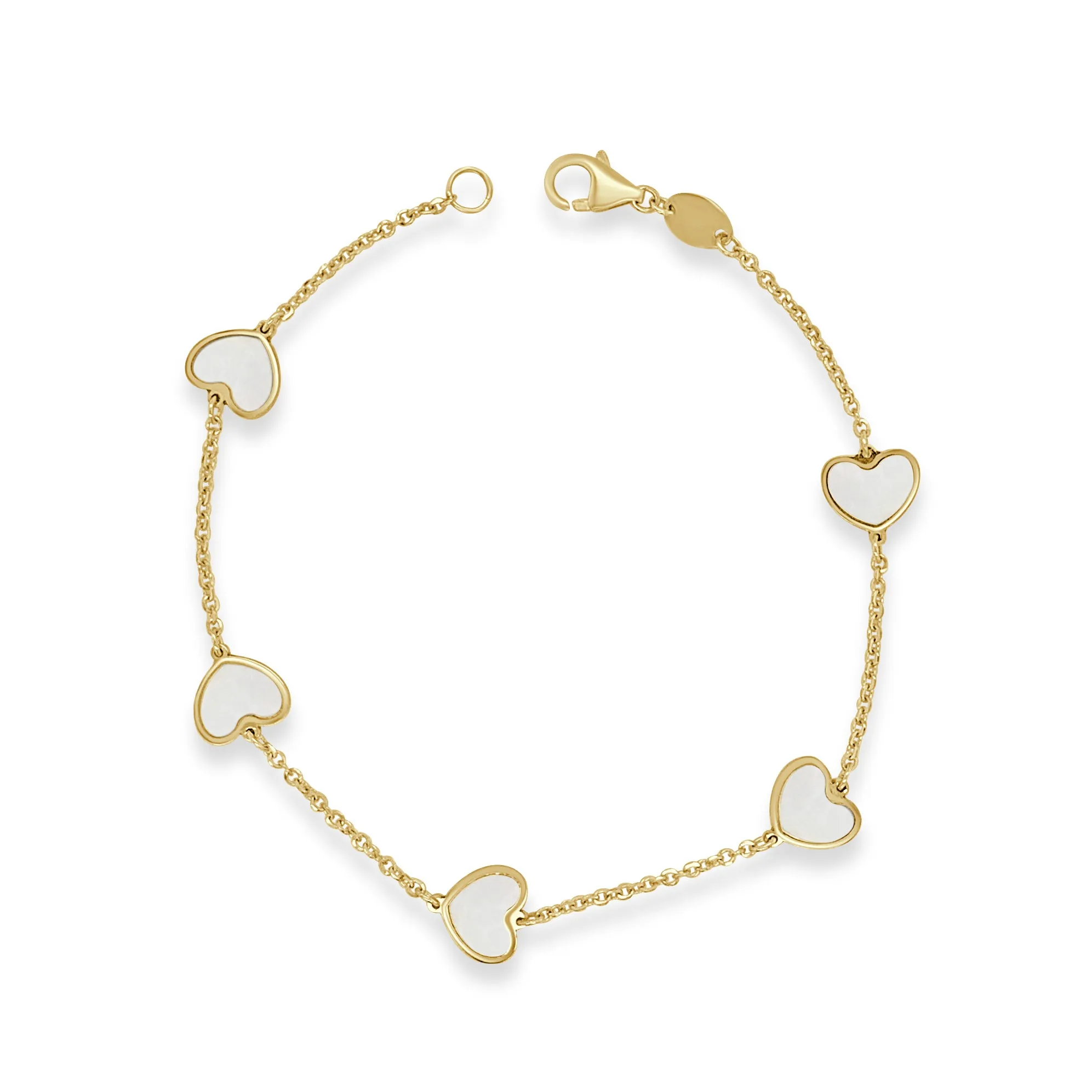 14K Gold & Inlay Station Heart Color Bracelet
