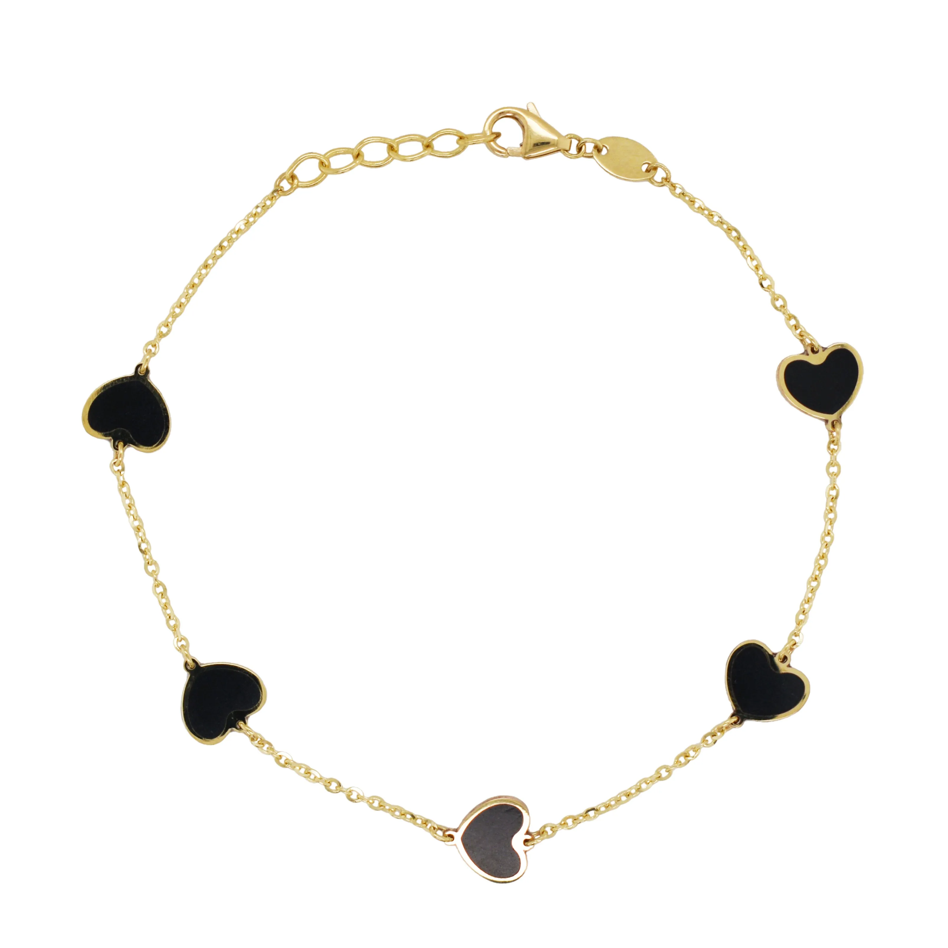 14K Gold & Inlay Station Heart Color Bracelet