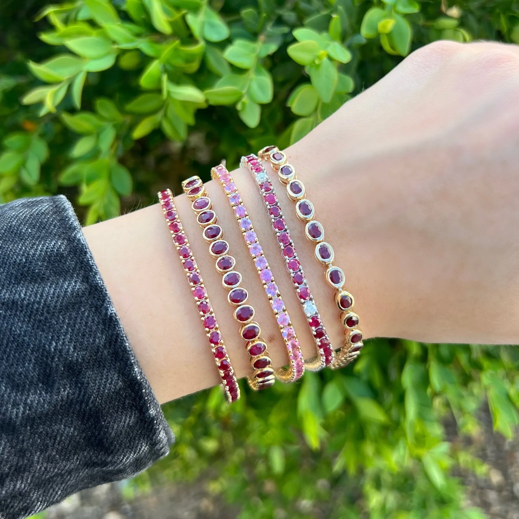 14K GOLD DIAMOND AND RUBY MEDIUM HILARY TENNIS BRACELET