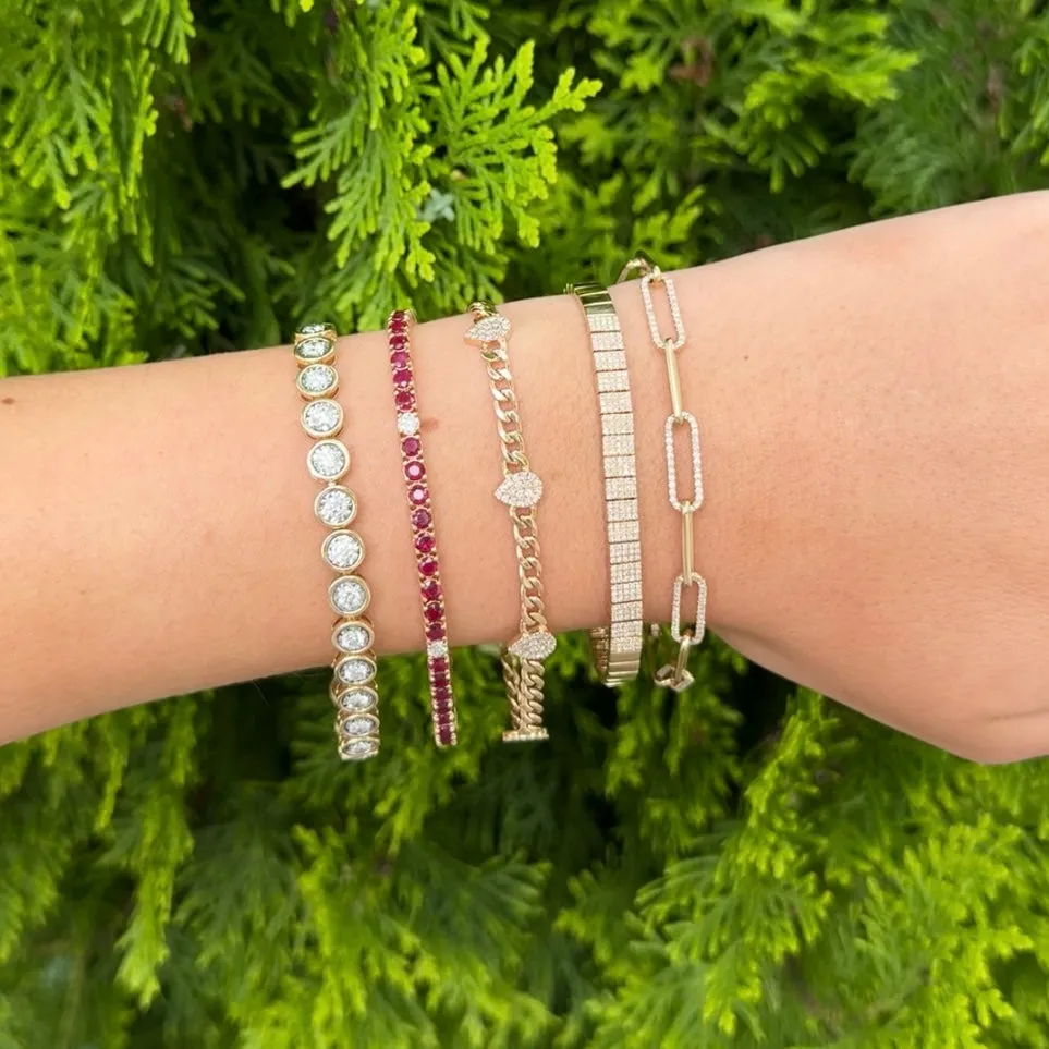 14K GOLD DIAMOND AND RUBY MEDIUM HILARY TENNIS BRACELET