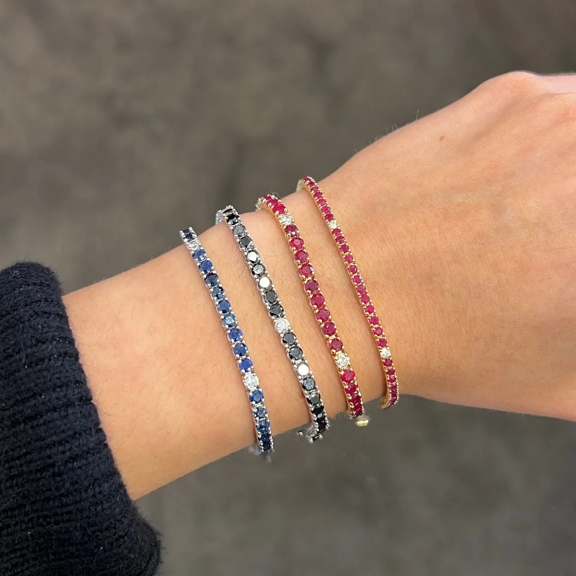 14K GOLD DIAMOND AND RUBY MEDIUM HILARY TENNIS BRACELET