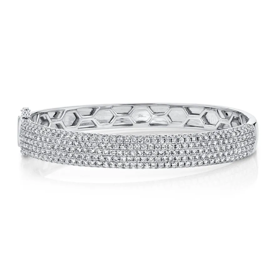 14K Rose Gold Diamond Pave Thick Bangle