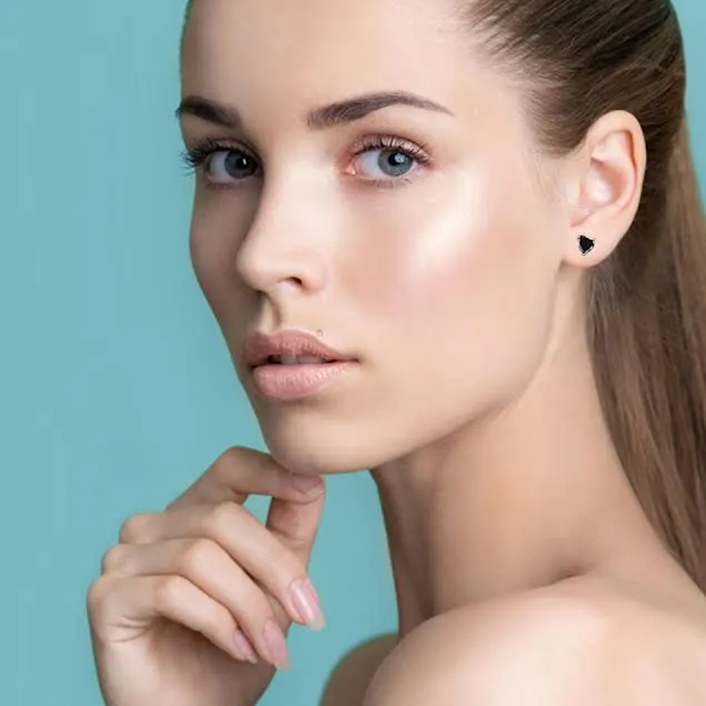 14k Rose Gold Plated 1 Carat Heart Created Black Sapphire Stud Earrings