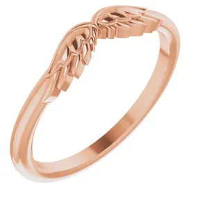 14K Rose Gold Stackable Angel Wings Ring