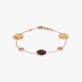 14k satin rose gold Kensington double stone bracelet in garnet and citrine