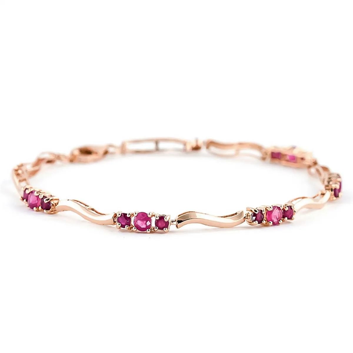 14K Solid Rose Gold Tennis Bracelet Ruby & Diamond