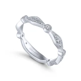 14K White Gold Angular Shape Station Stackable Diamond Ring - LR4749W45JJ