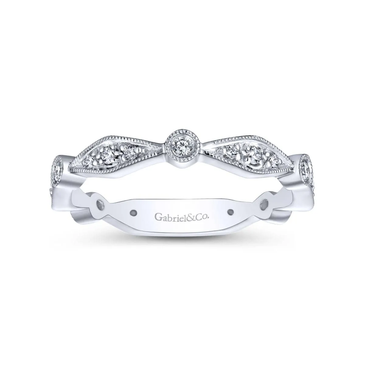 14K White Gold Angular Shape Station Stackable Diamond Ring - LR4749W45JJ