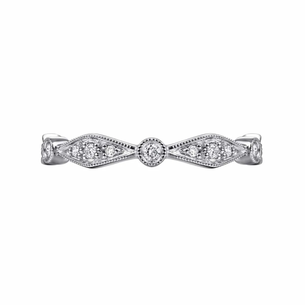 14K White Gold Angular Shape Station Stackable Diamond Ring - LR4749W45JJ