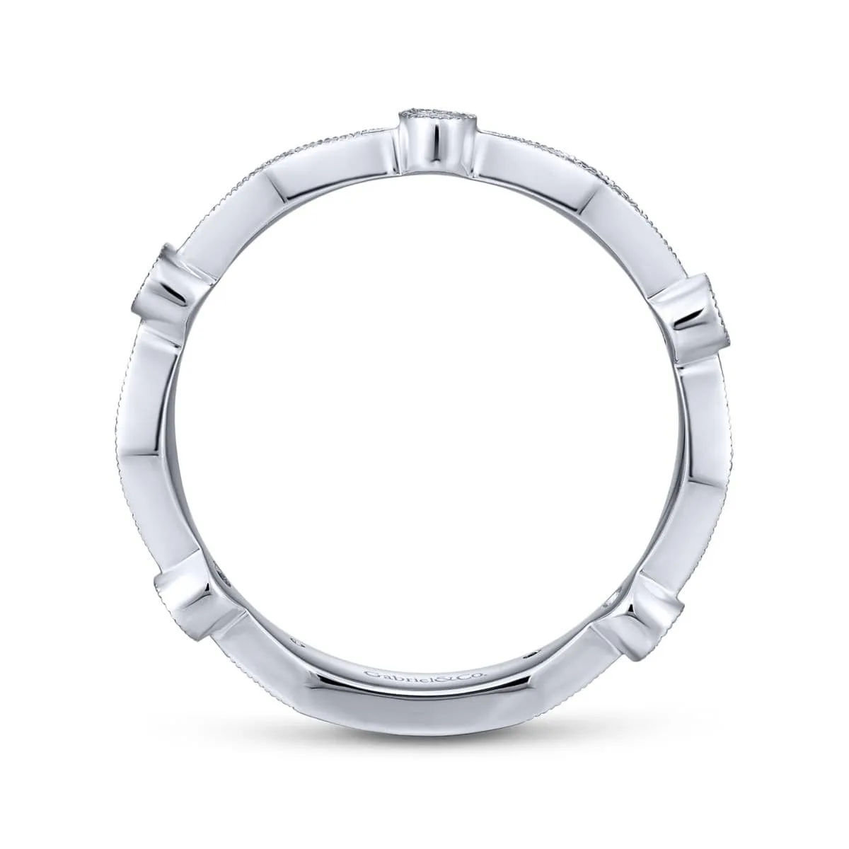 14K White Gold Angular Shape Station Stackable Diamond Ring - LR4749W45JJ