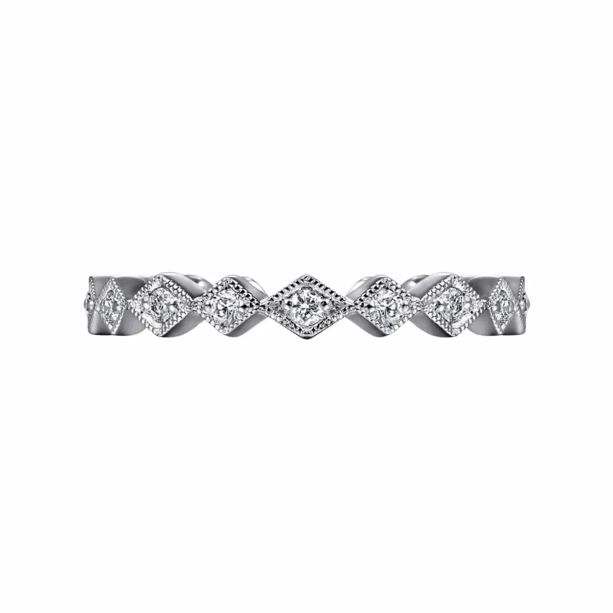 14K White Gold Geometric Diamond Stackable Ring - LR4379W45JJ