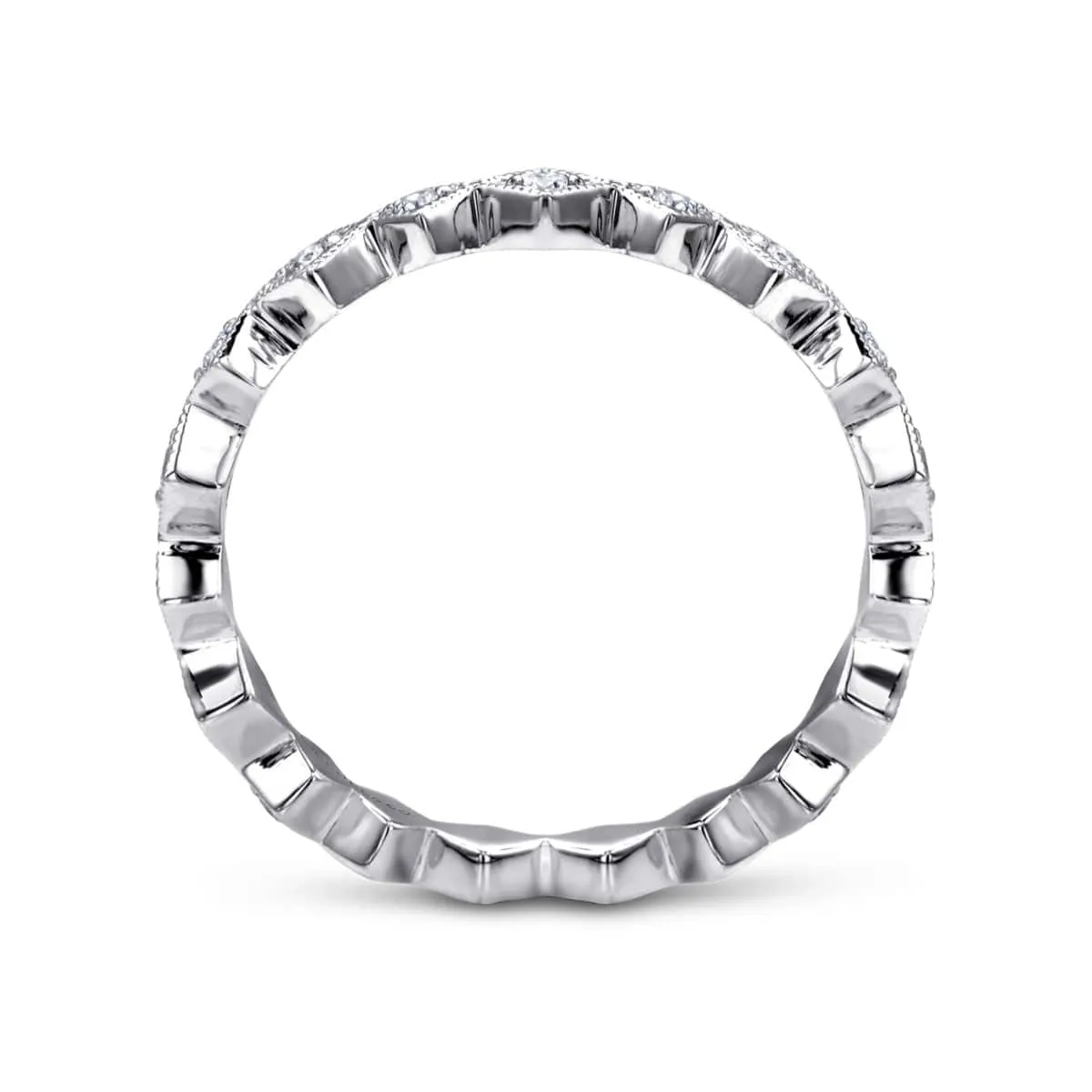 14K White Gold Geometric Diamond Stackable Ring - LR4379W45JJ