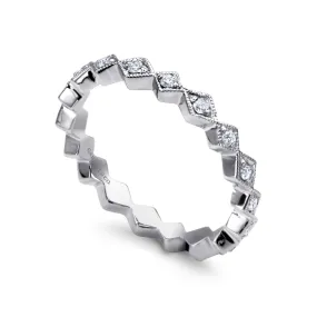 14K White Gold Geometric Diamond Stackable Ring - LR4379W45JJ