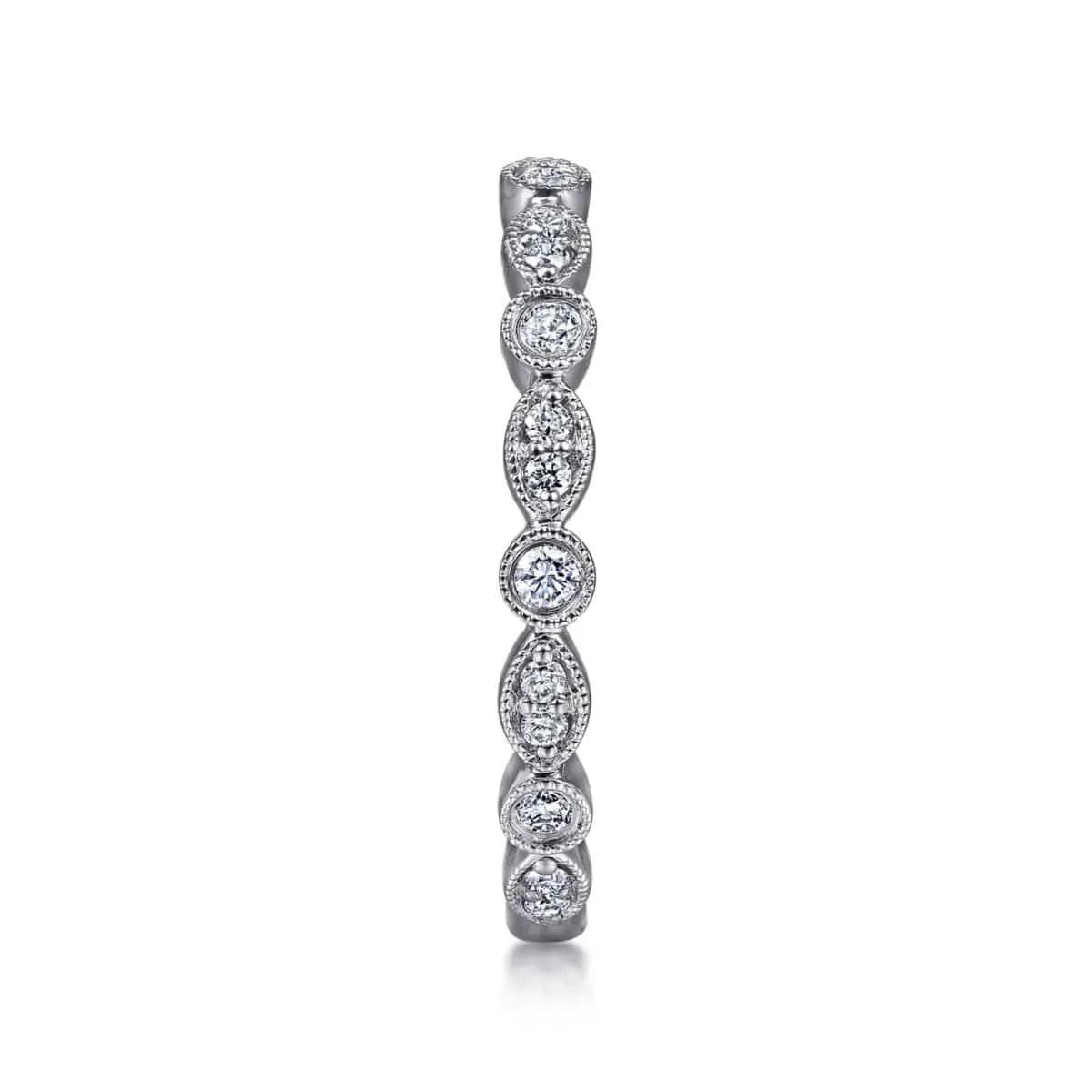 14K White Gold Marquise and Round Station Diamond Ring - LR5701W45JJ