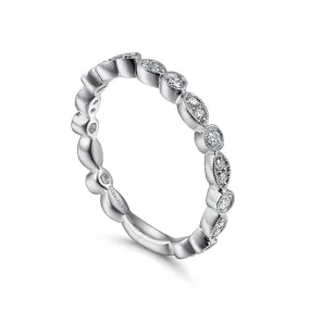 14K White Gold Marquise and Round Station Diamond Ring - LR5701W45JJ