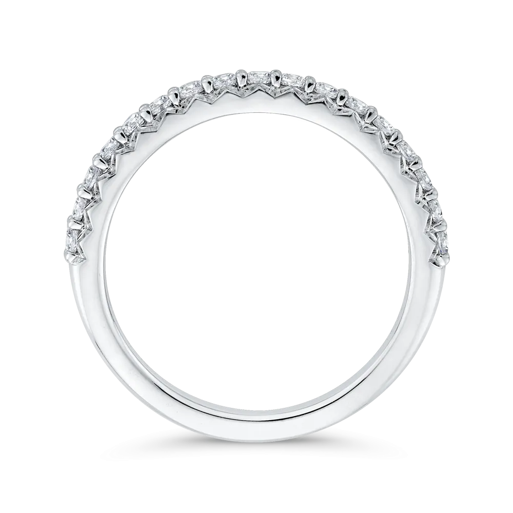 14K White Gold Round Diamond Half Eternity Wedding Band