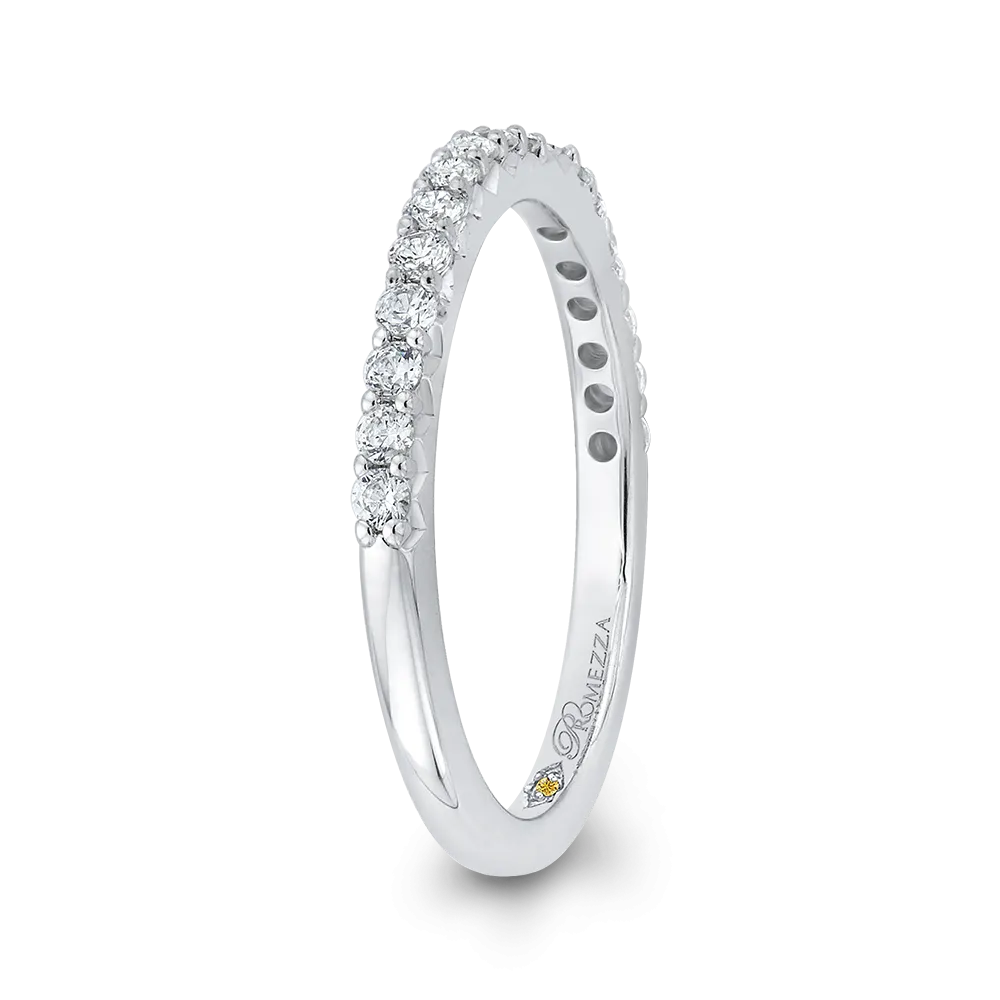 14K White Gold Round Diamond Half Eternity Wedding Band