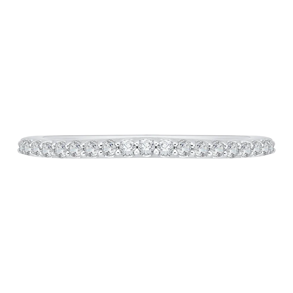 14K White Gold Round Diamond Half Eternity Wedding Band