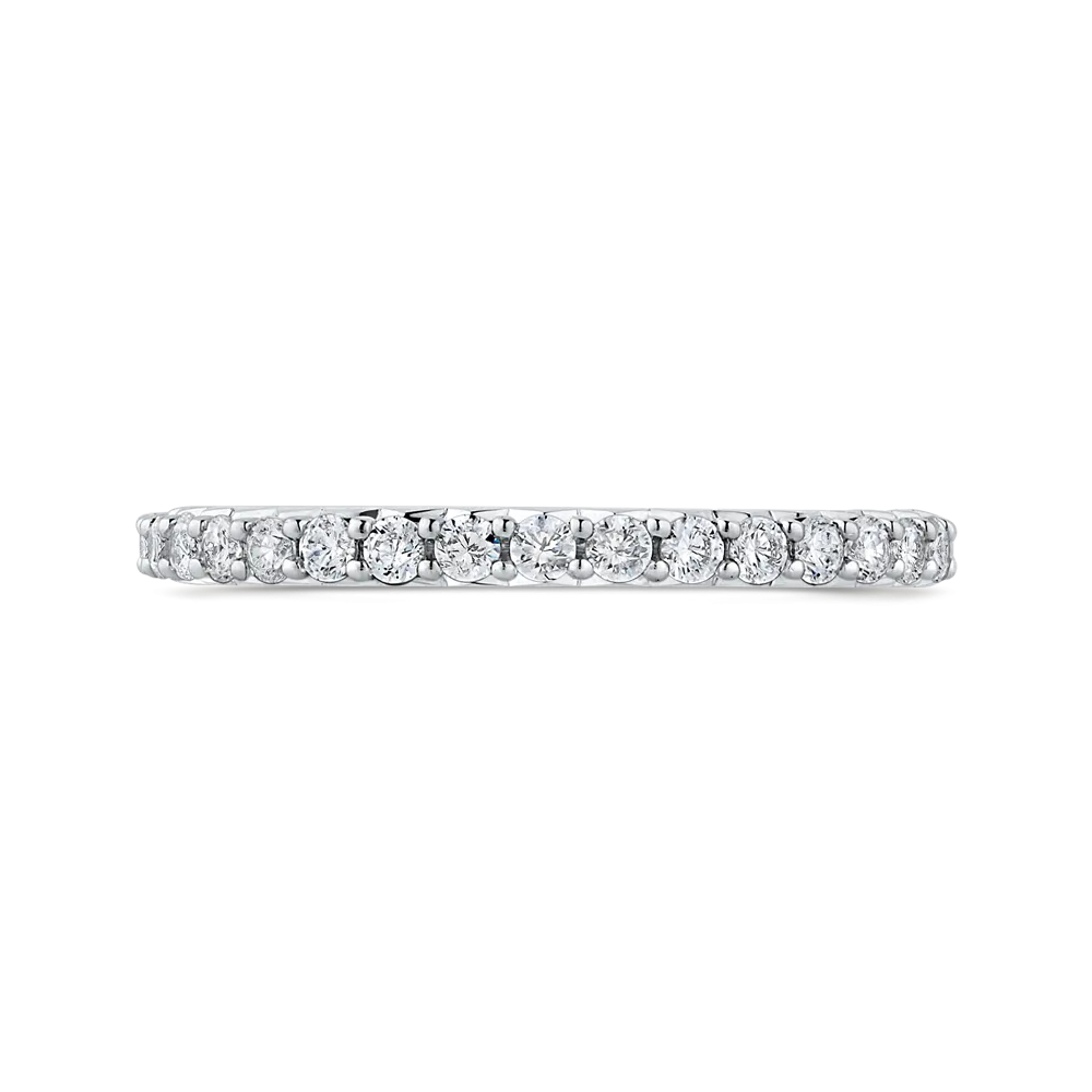 14K White Gold Round Diamond Half Eternity Wedding Band