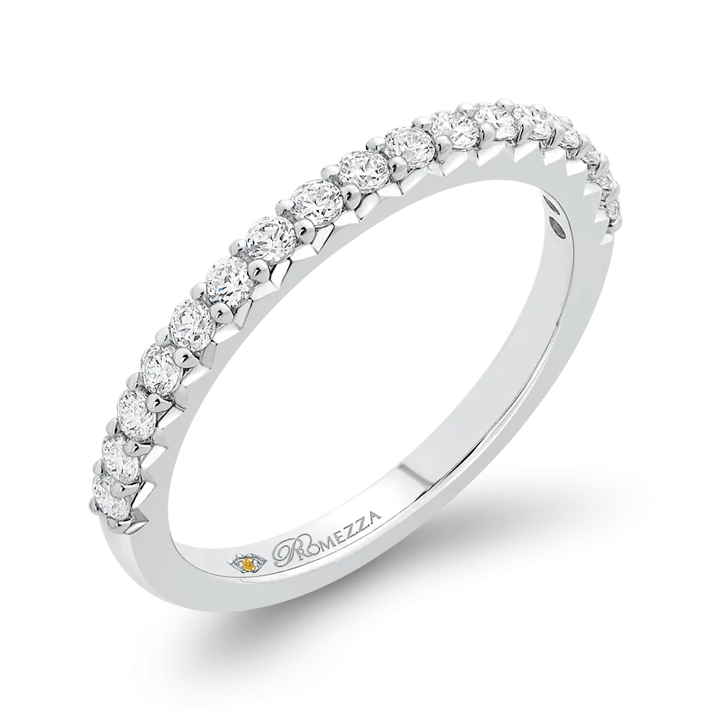 14K White Gold Round Diamond Half Eternity Wedding Band