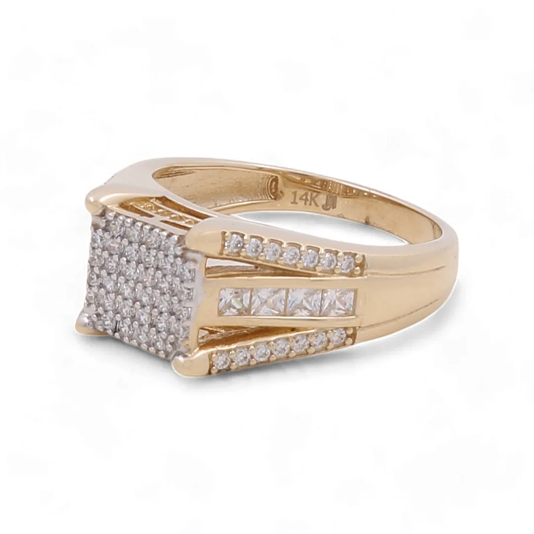 14K Yellow Gold Wedding Men's Ring with Zirconia