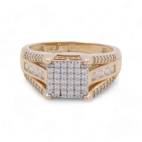 14K Yellow Gold Wedding Men's Ring with Zirconia