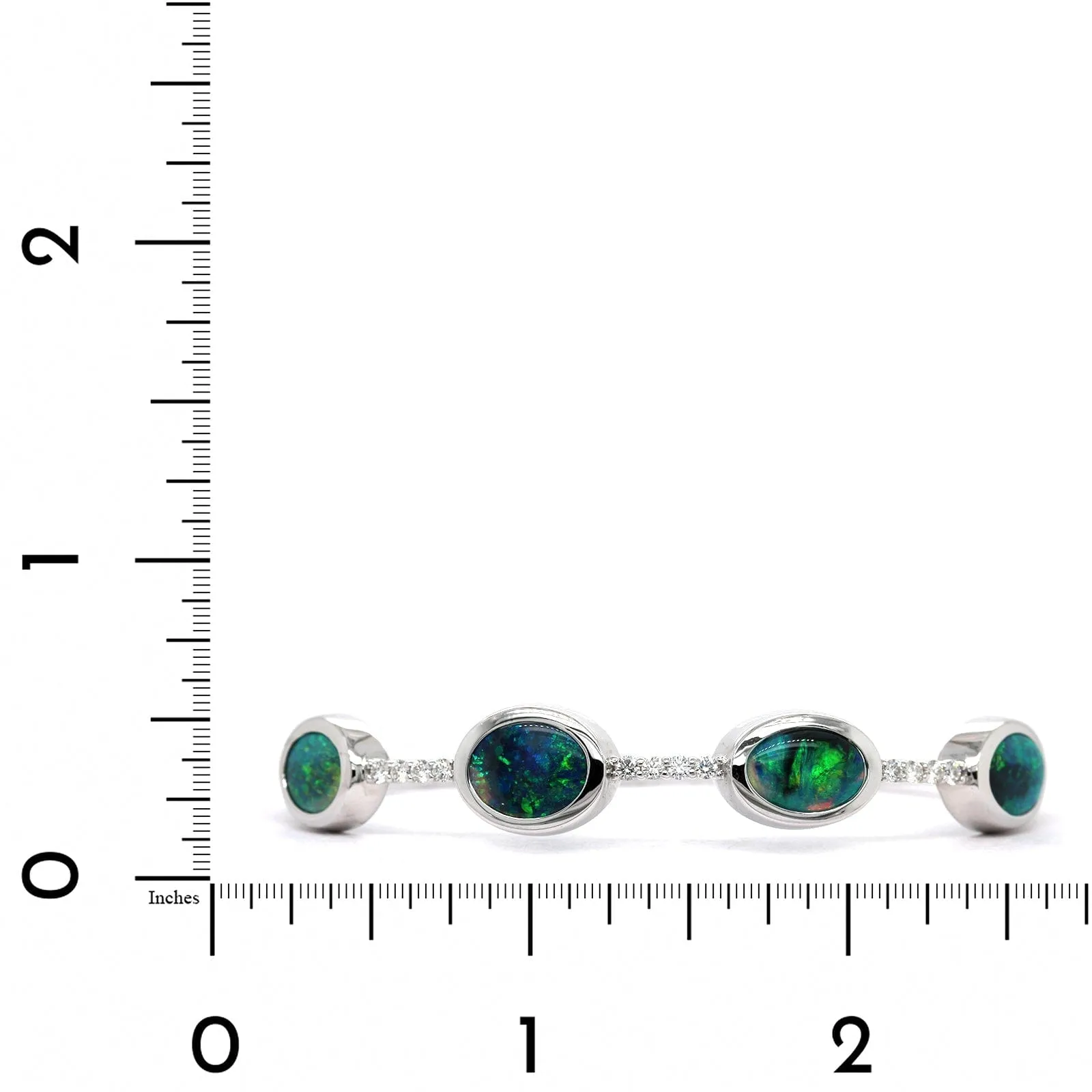 18K White Gold Opal and Diamond Bangle