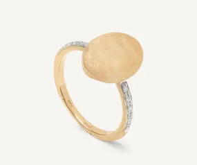 18K Yellow Gold Vertical Ring with Diamonds