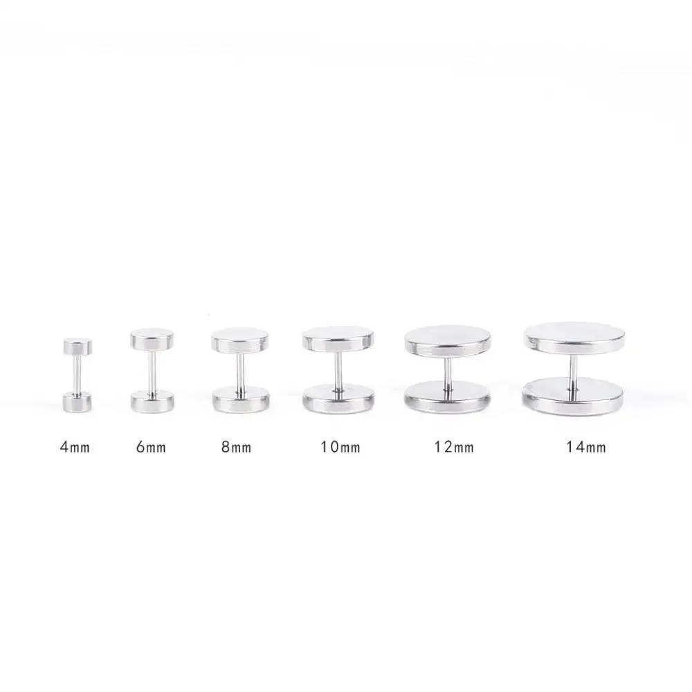 1pc Punk Titanium Stainless Steel Barbell Gothic Stud Earrings For Men Women Pierced Body Jewelry Prevent Allergy Brincos Bijoux