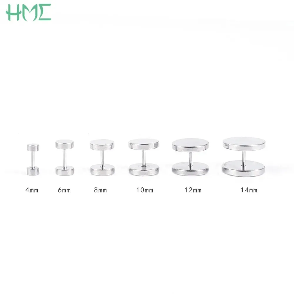 1pc Punk Titanium Stainless Steel Barbell Gothic Stud Earrings For Men Women Pierced Body Jewelry Prevent Allergy Brincos Bijoux