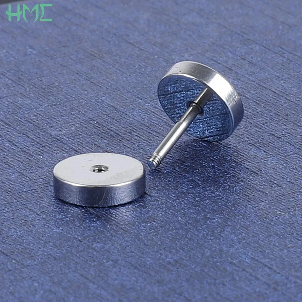 1pc Punk Titanium Stainless Steel Barbell Gothic Stud Earrings For Men Women Pierced Body Jewelry Prevent Allergy Brincos Bijoux
