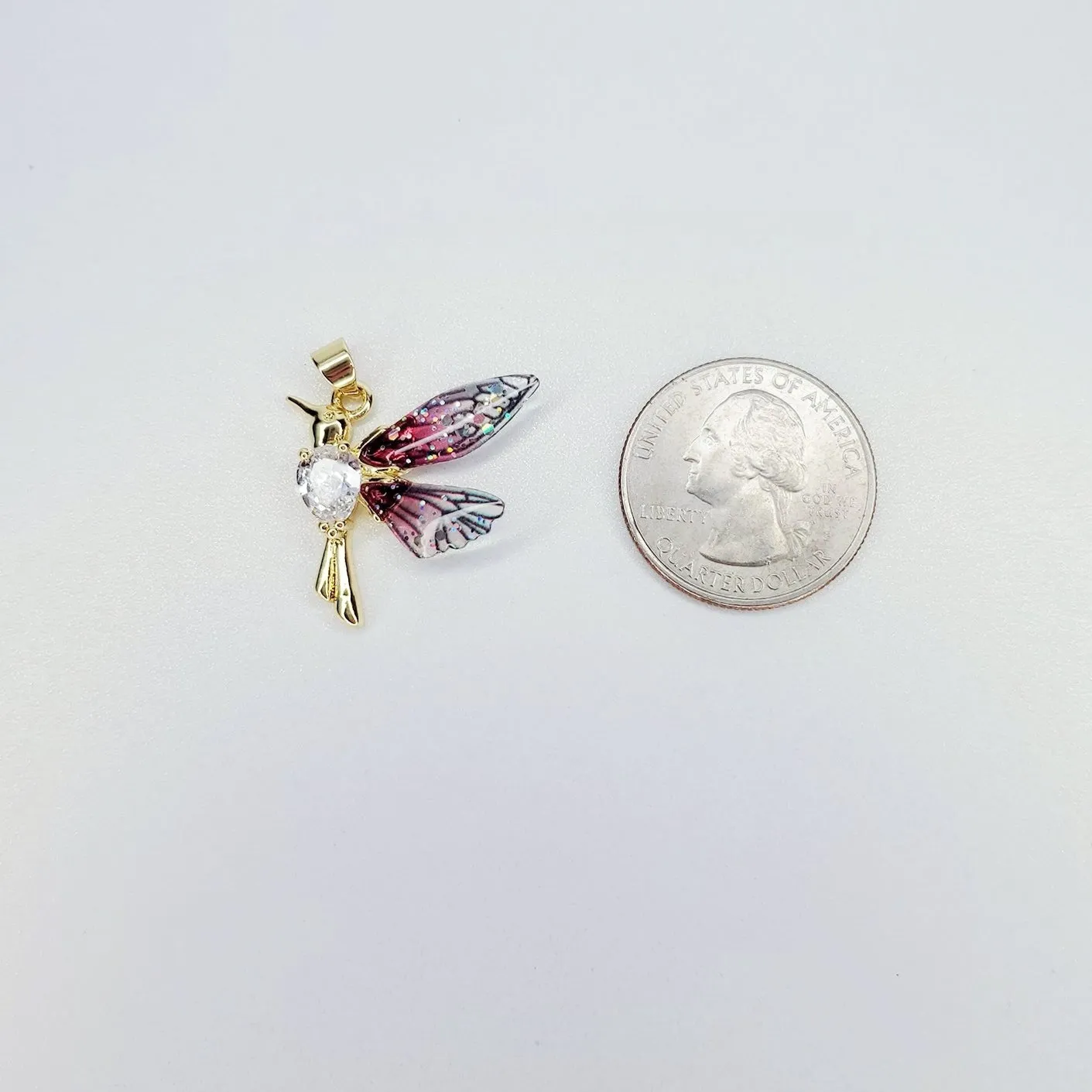 24K Gold Filled Teardrop CZ Hummingbird Charm