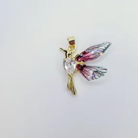 24K Gold Filled Teardrop CZ Hummingbird Charm