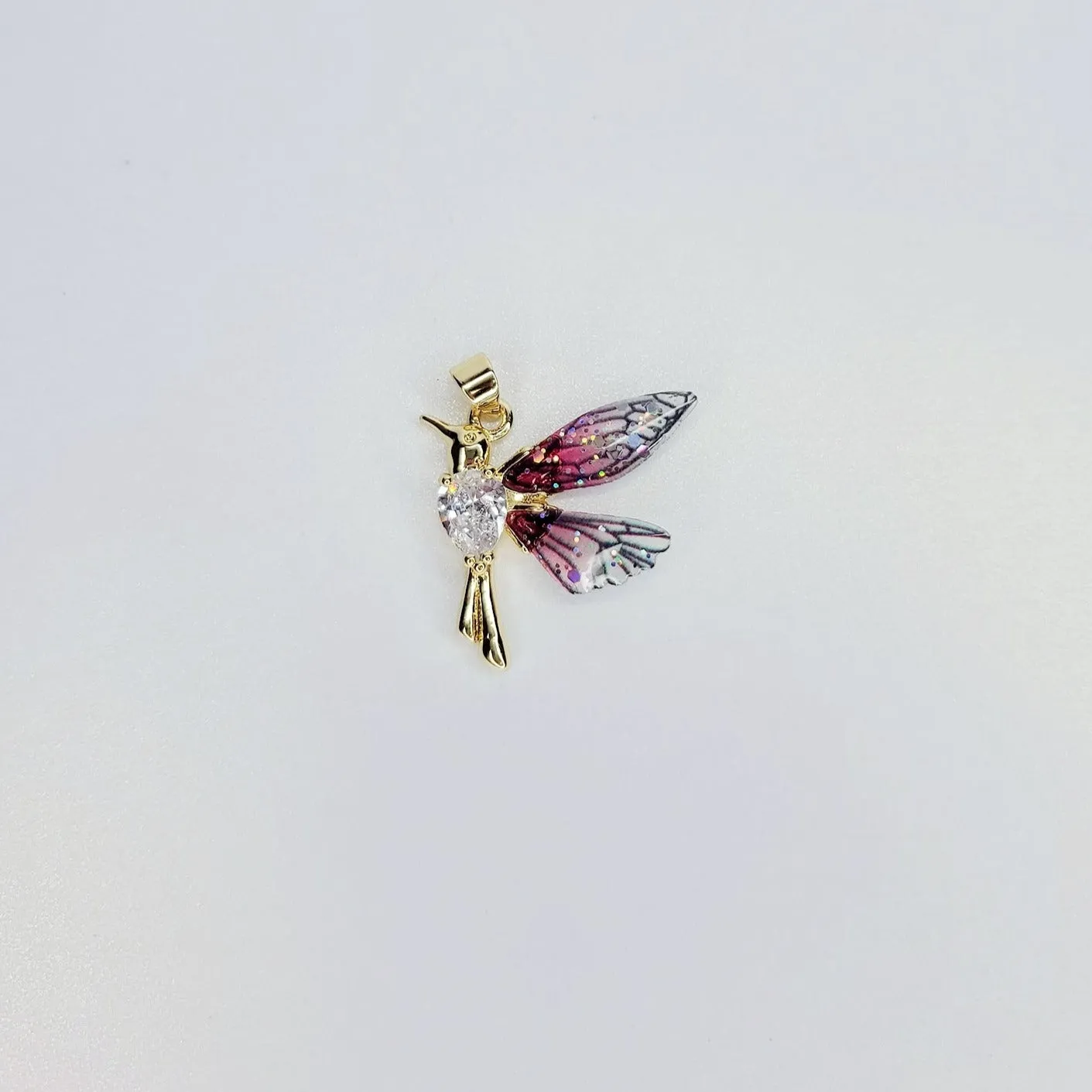 24K Gold Filled Teardrop CZ Hummingbird Charm