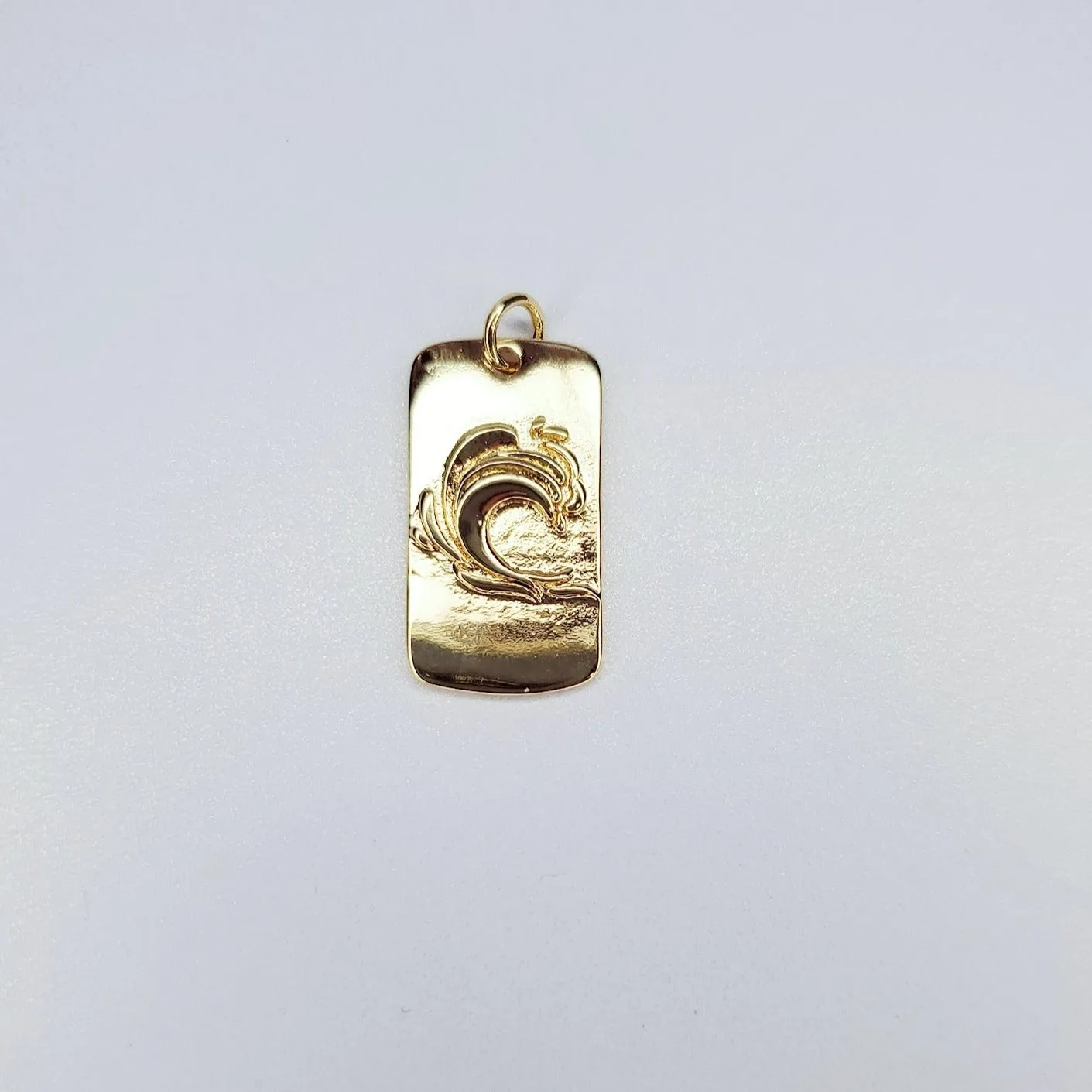 24K Gold Filled Waves Rectangle Minimalist Ocean Charm