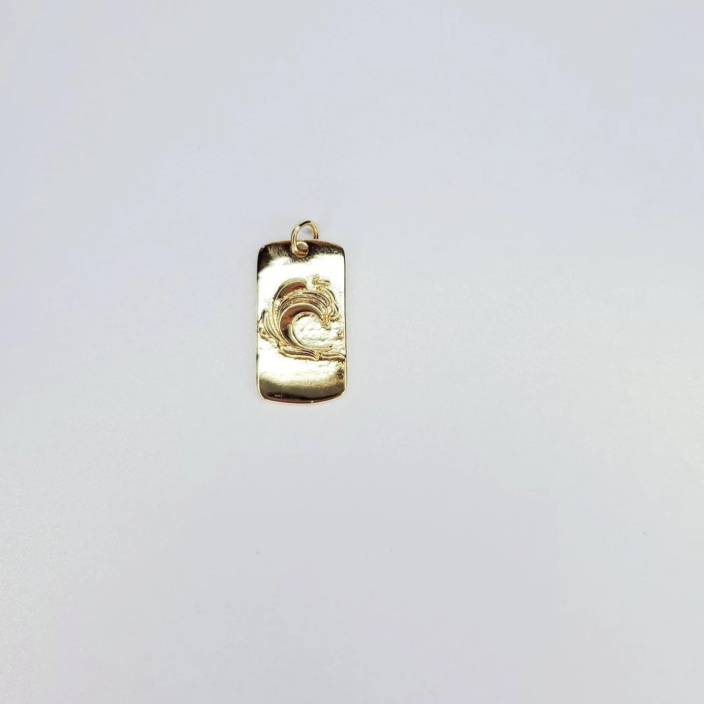 24K Gold Filled Waves Rectangle Minimalist Ocean Charm
