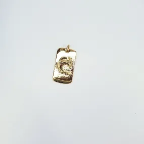24K Gold Filled Waves Rectangle Minimalist Ocean Charm