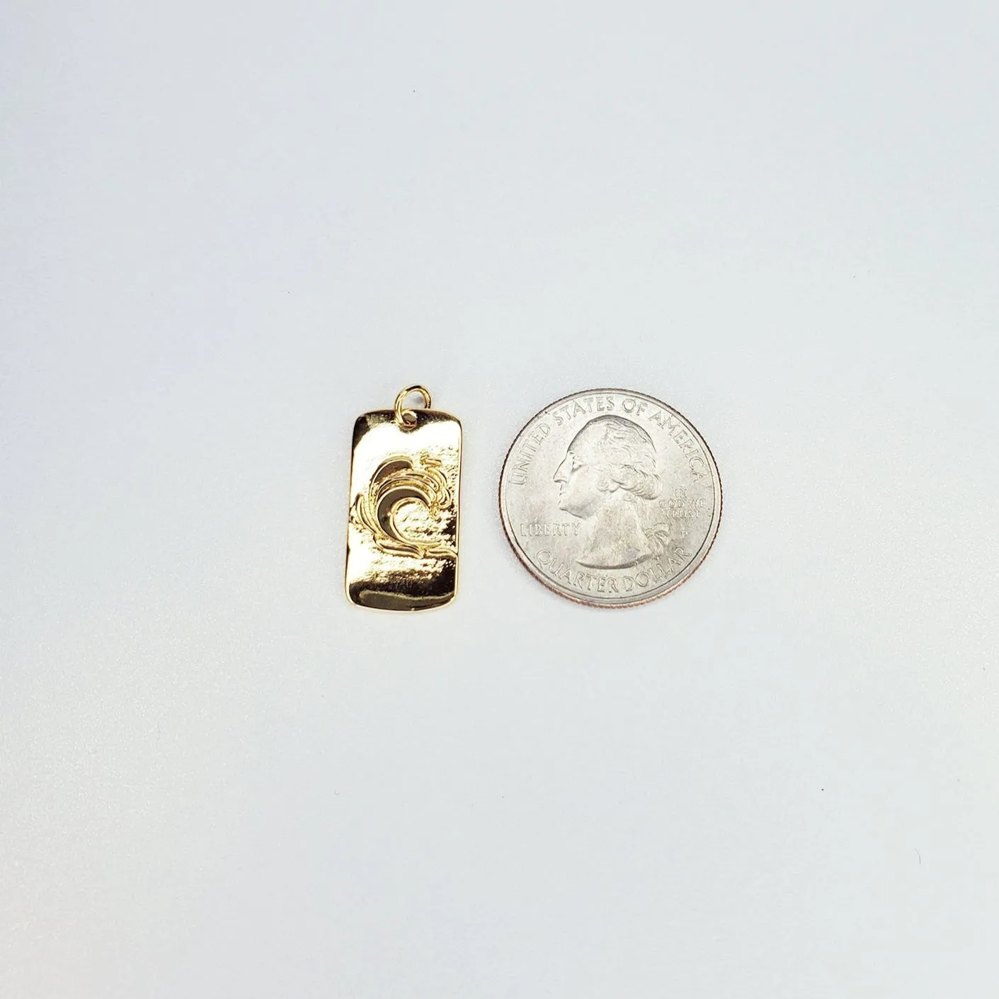 24K Gold Filled Waves Rectangle Minimalist Ocean Charm