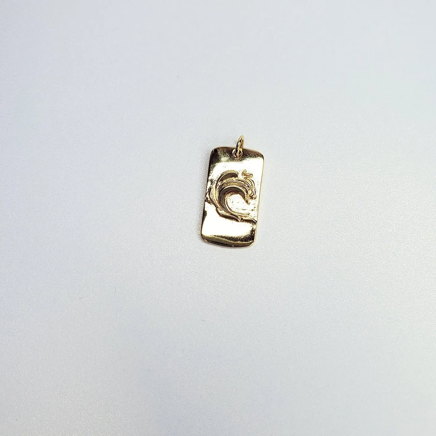 24K Gold Filled Waves Rectangle Minimalist Ocean Charm