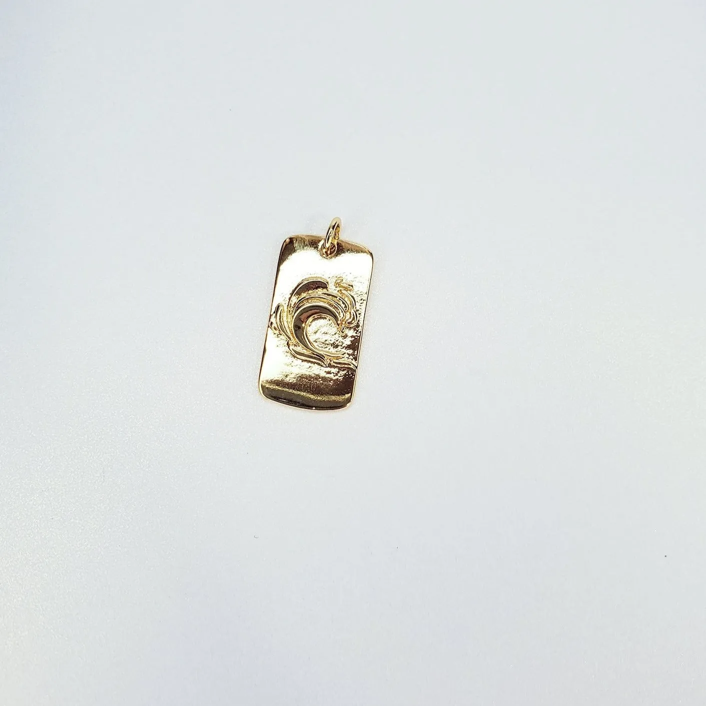 24K Gold Filled Waves Rectangle Minimalist Ocean Charm