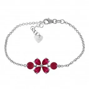 3.15 Carat 14K Solid White Gold Bracelet Natural Ruby