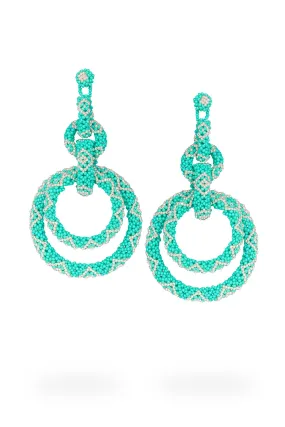 5 Hoop Earings - Turquoise Crystal