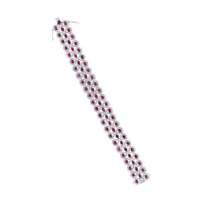 5.92ct Diamond & 16.39ct Ruby 14k White Gold Bracelet